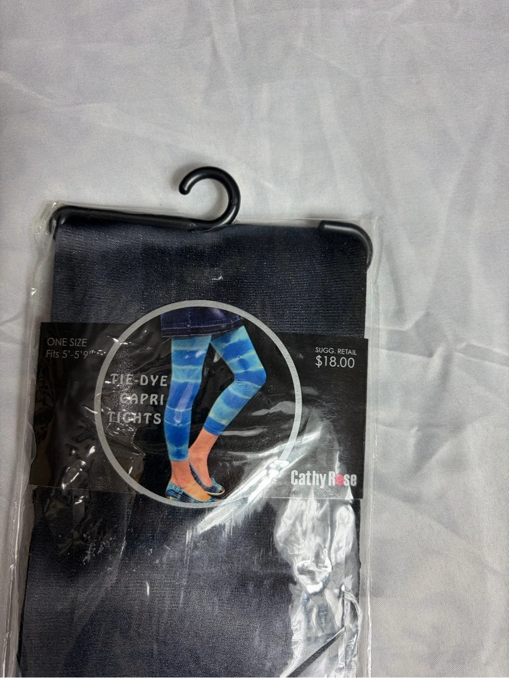 NWT vintage Cathy Rose Y2K black / gray tie dye capri tights one size
